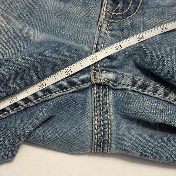 BKE Mens Y2K Jake Bootleg Light Wash Denim Jeans 34R 35x32 Distressed - Picture 9 of 11